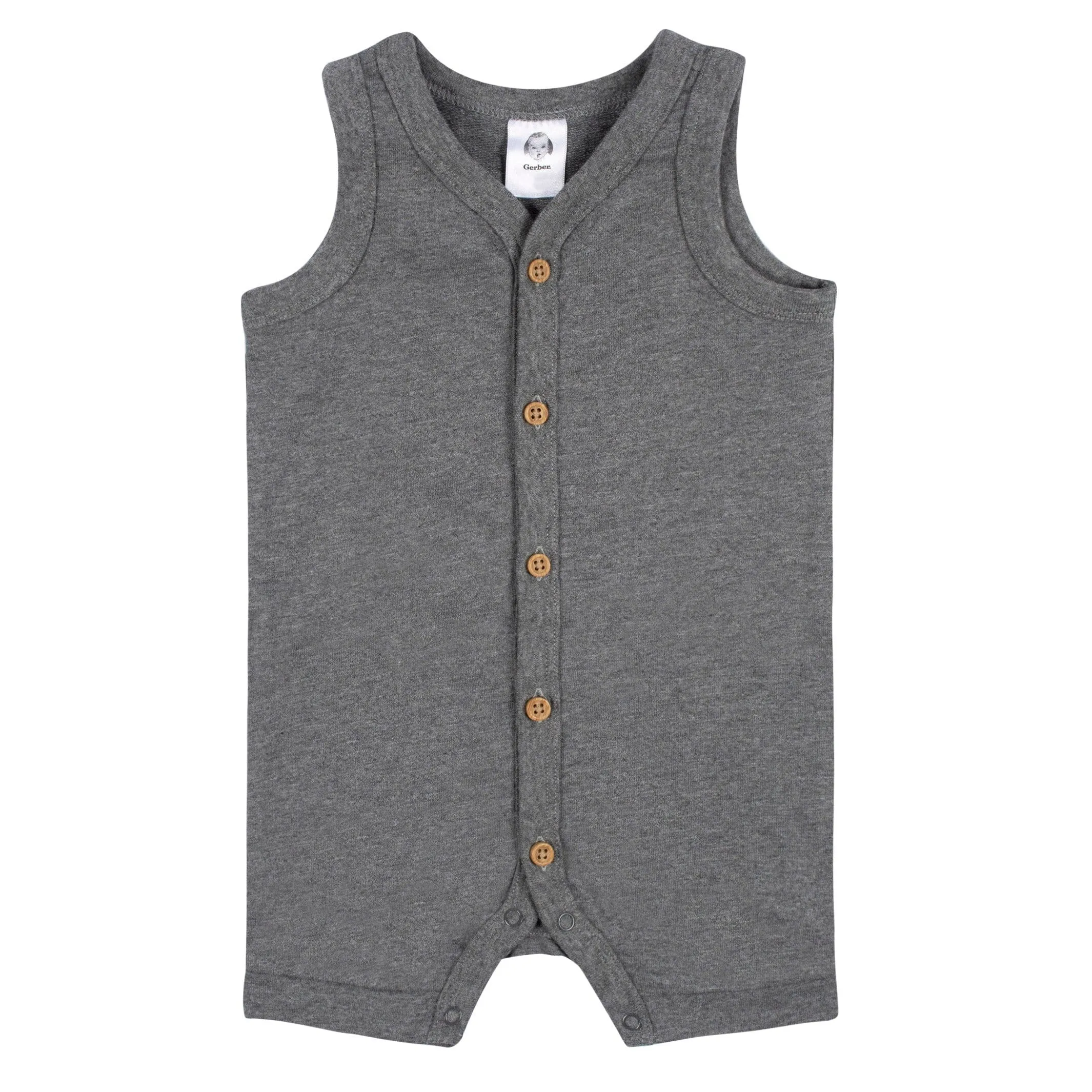 2-Pack Baby Boys Heather Gray & Rust Short Leg Sleeveless Romper