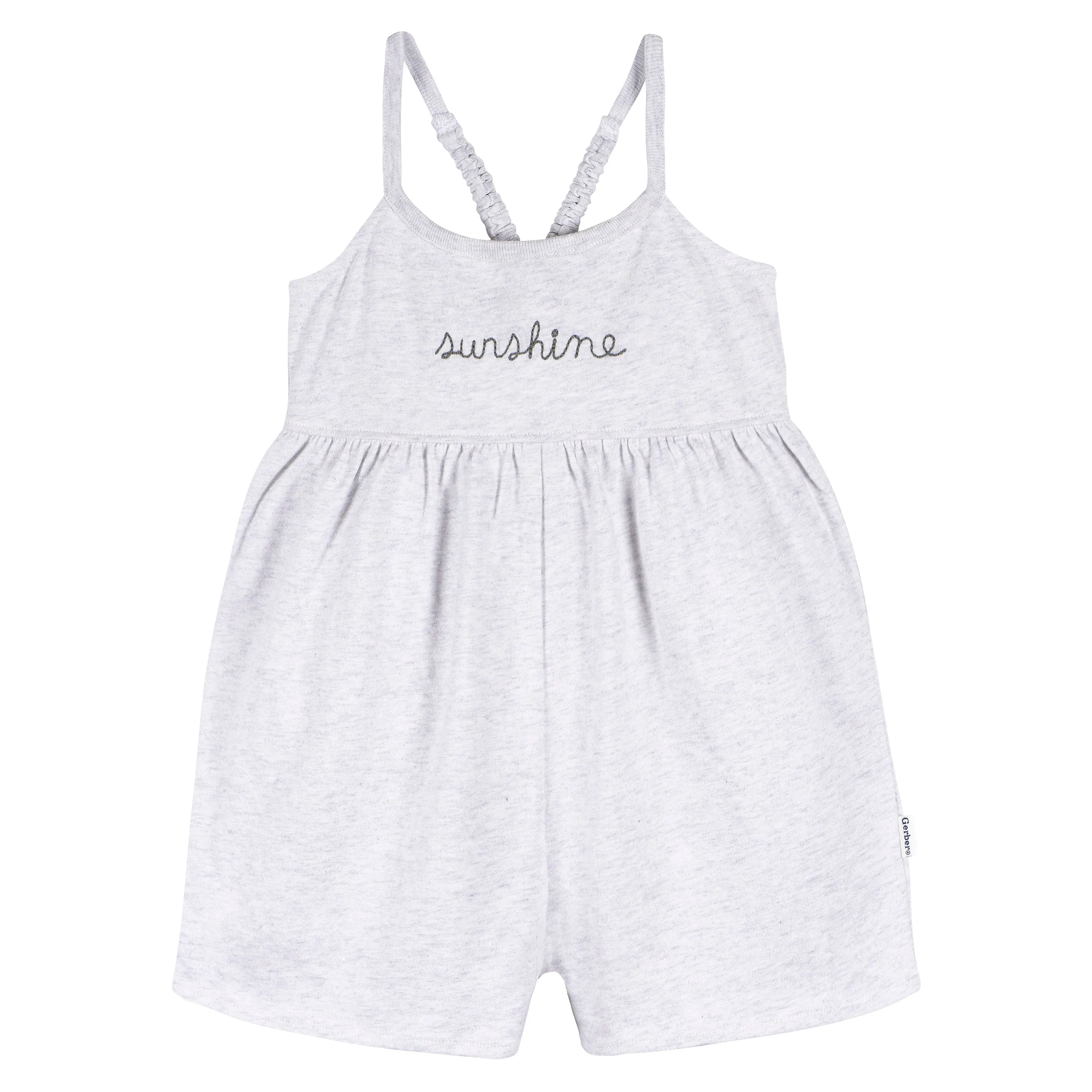 2-Pack Infant and Toddler Girls Light Grey Heather & Sand Dollars Rompers