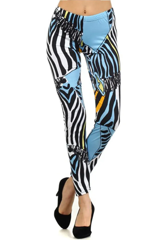 827PT110 Zebra Sketch Printed Leggings