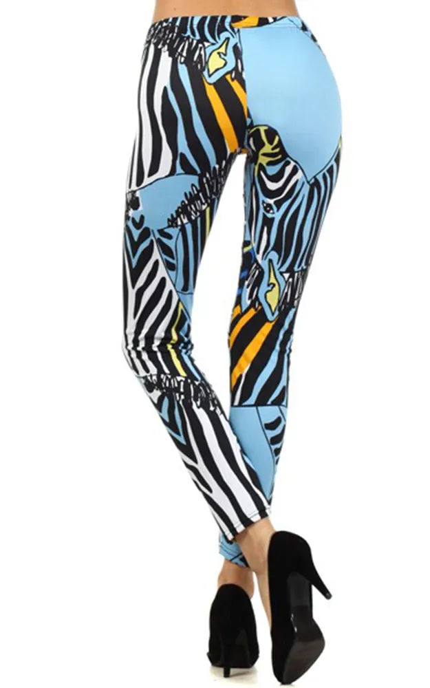 827PT110 Zebra Sketch Printed Leggings