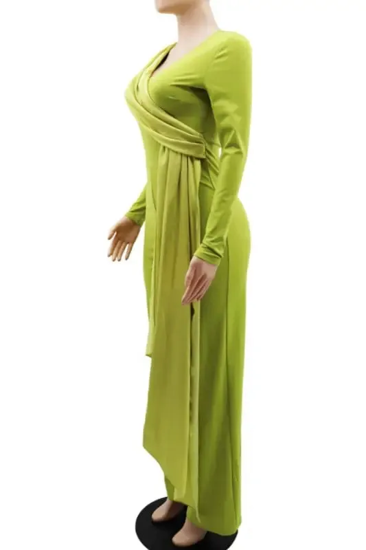 Air Of Sophistication Draped Sash Jumpsuit