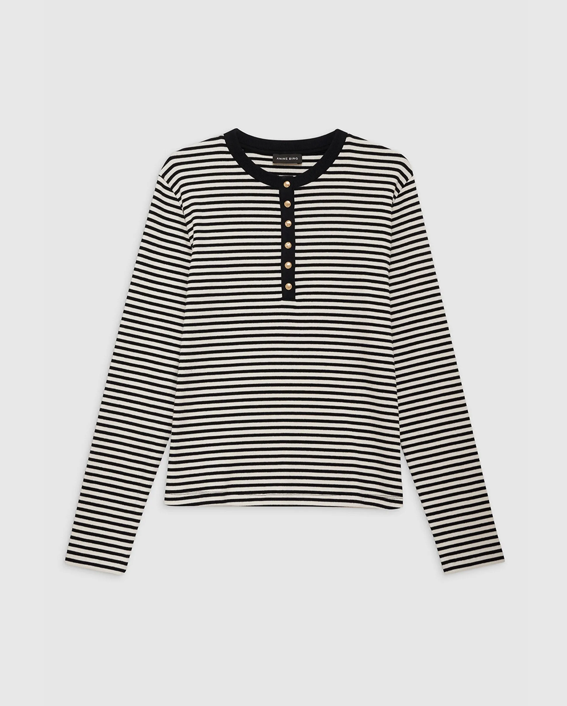 ALESSIA LONG SLEEVE TEE / CREAM AND BLACK STRIPE