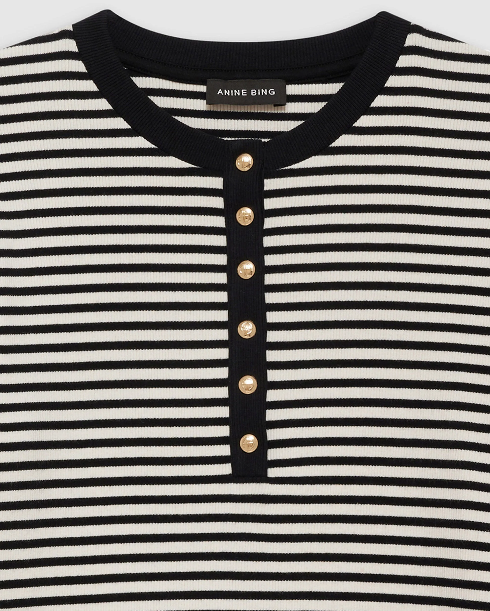 ALESSIA LONG SLEEVE TEE / CREAM AND BLACK STRIPE