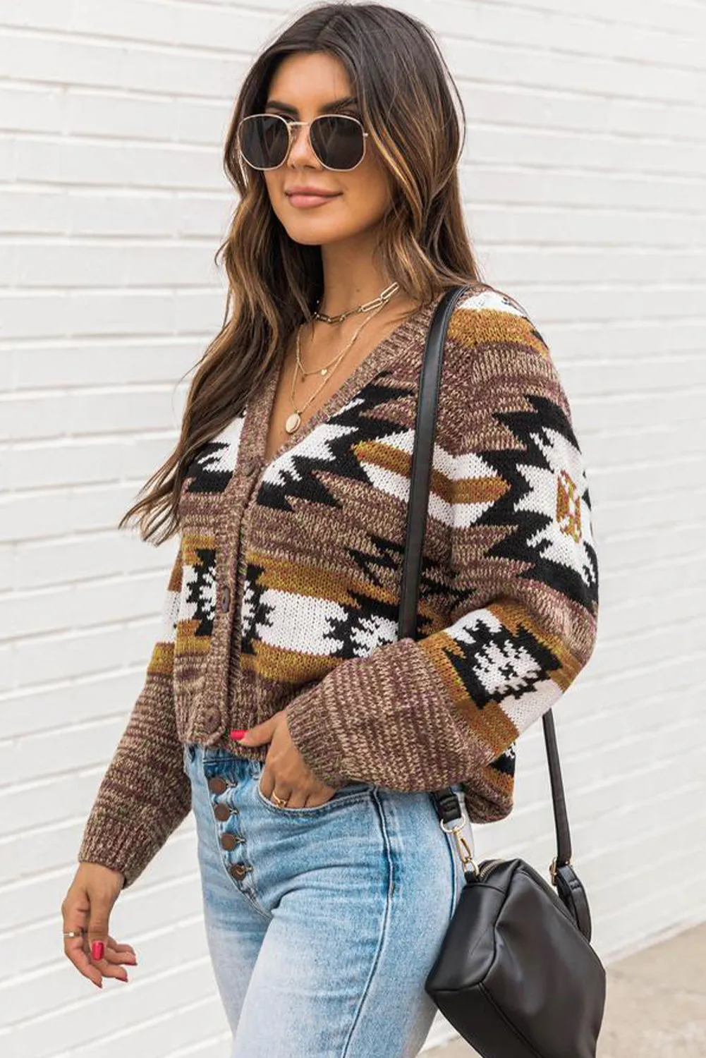 Aztec Print Button up Knit Cardigan