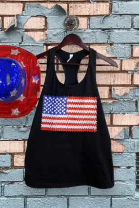 BC TANK DTF AMERICAN FLAG - BLACK