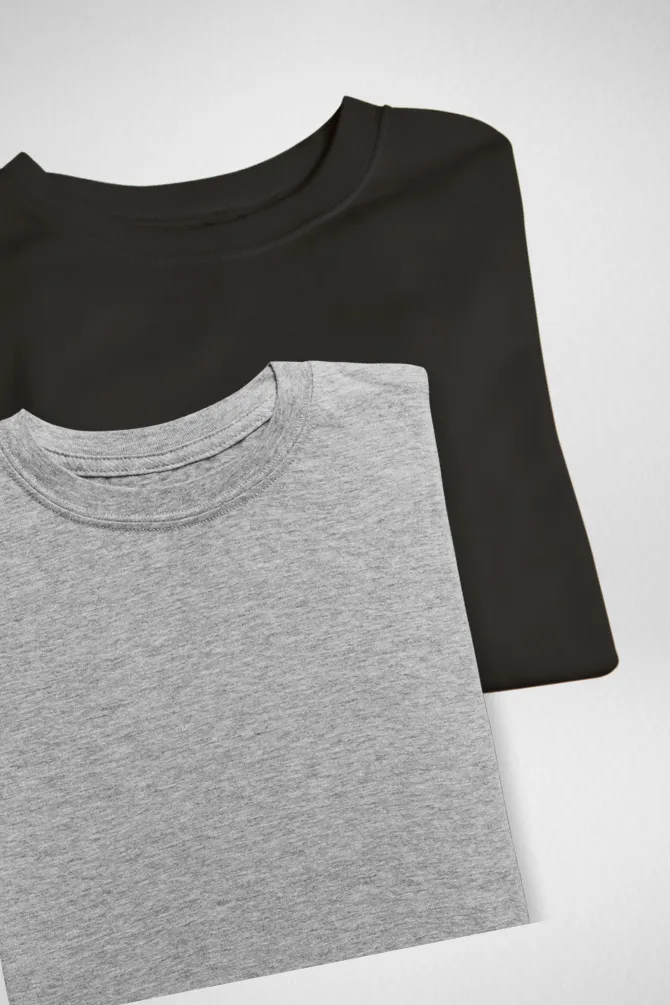 Black and Grey Melange Oversized T-Shirts Combo for Men