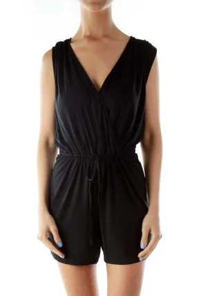 Black Sleeveless Wrap Romper