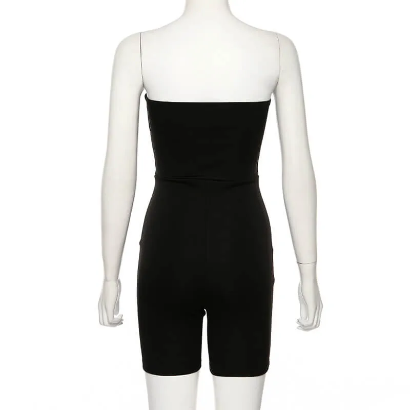 Black Strapless Fitting Rompers