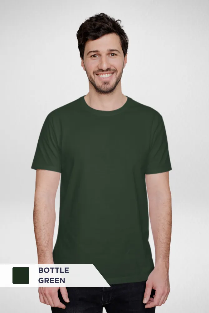 Bottle Green and Mustard Yellow Plain T-shirts Combo for Men