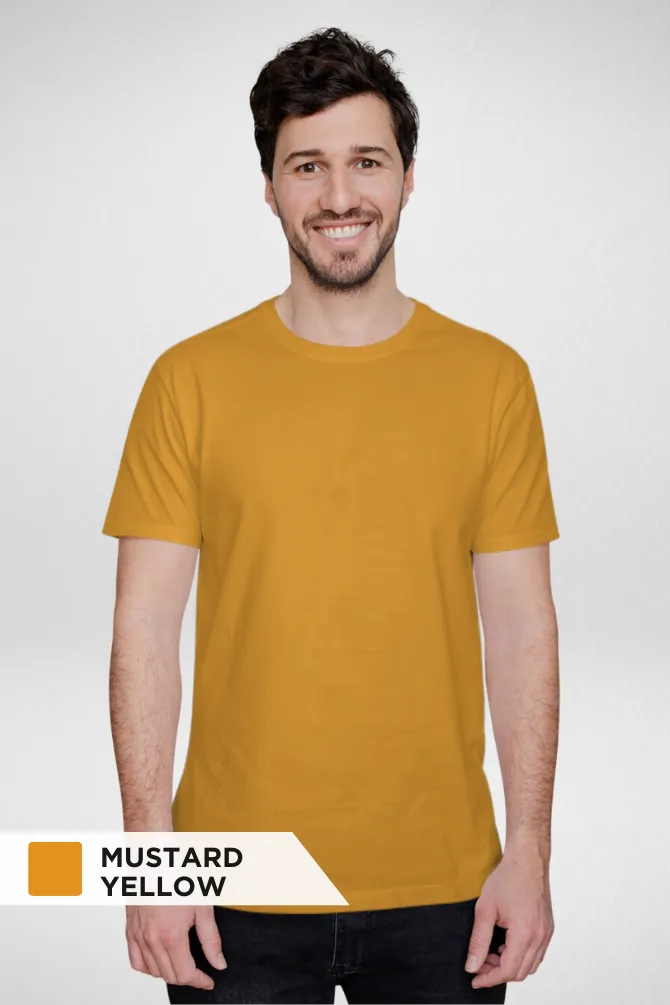 Bottle Green and Mustard Yellow Plain T-shirts Combo for Men