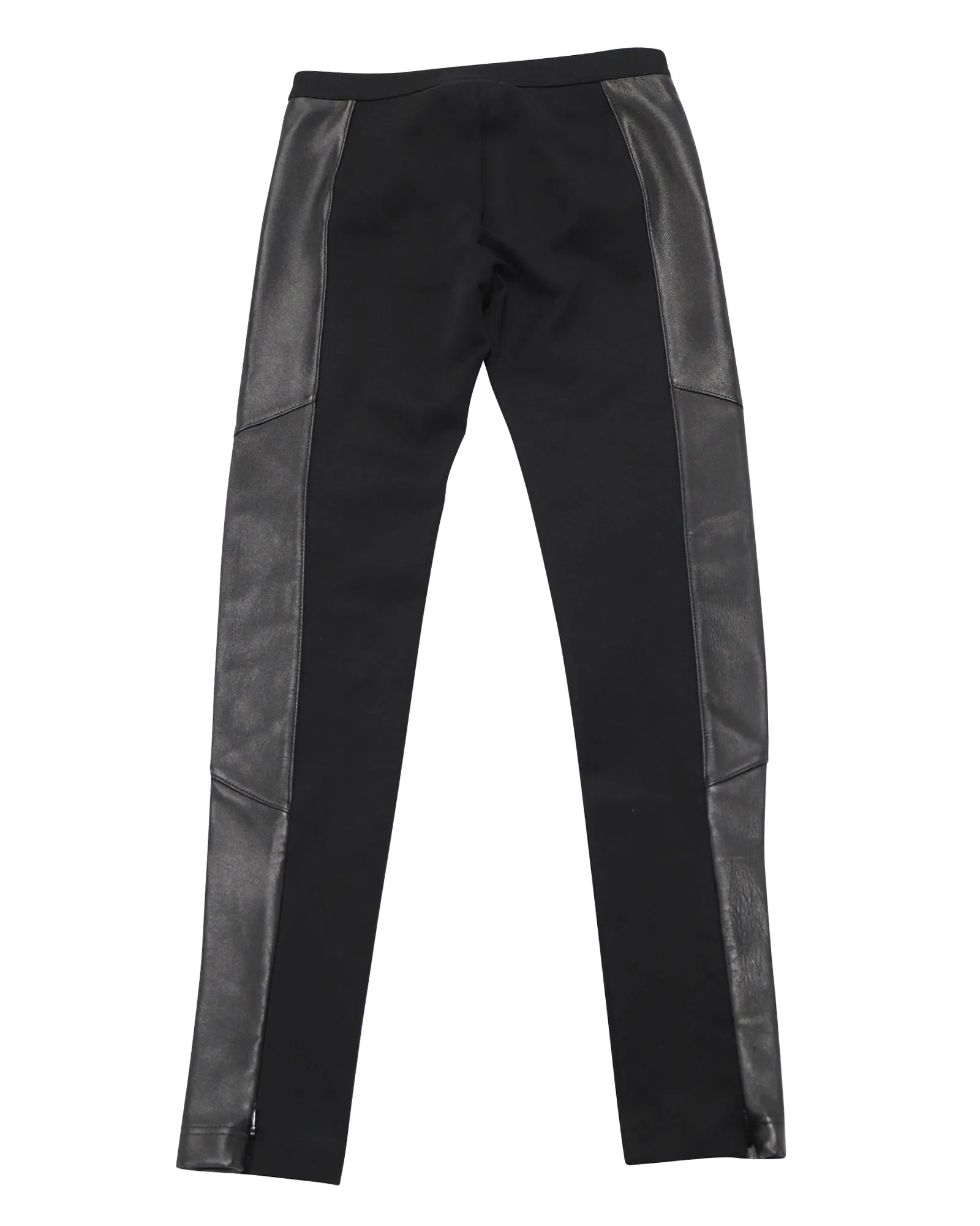 Burberry Leggings with Leather Side Panel in Black Viscose