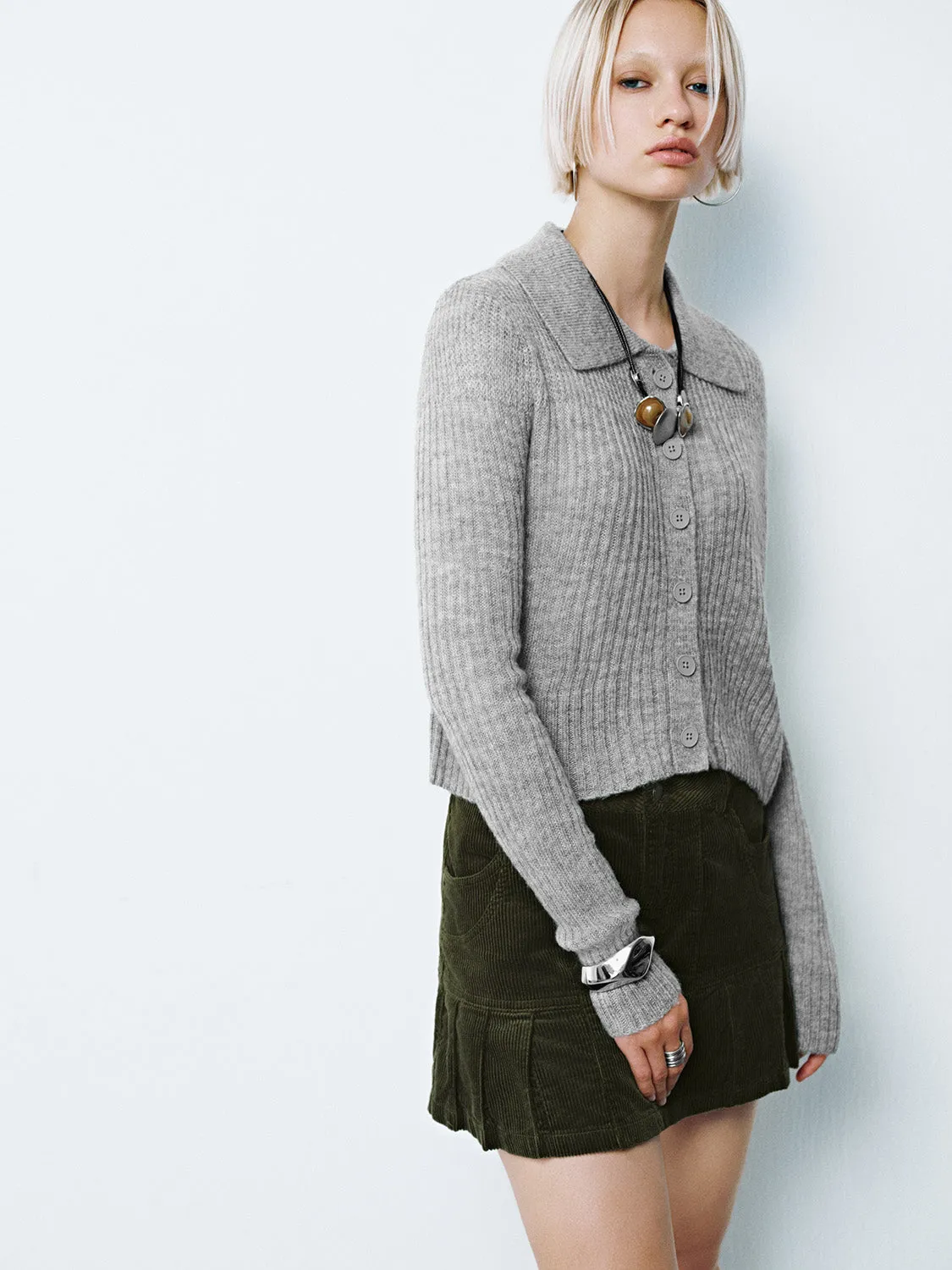 Button Up Shirt Collar Knitted Cardigans