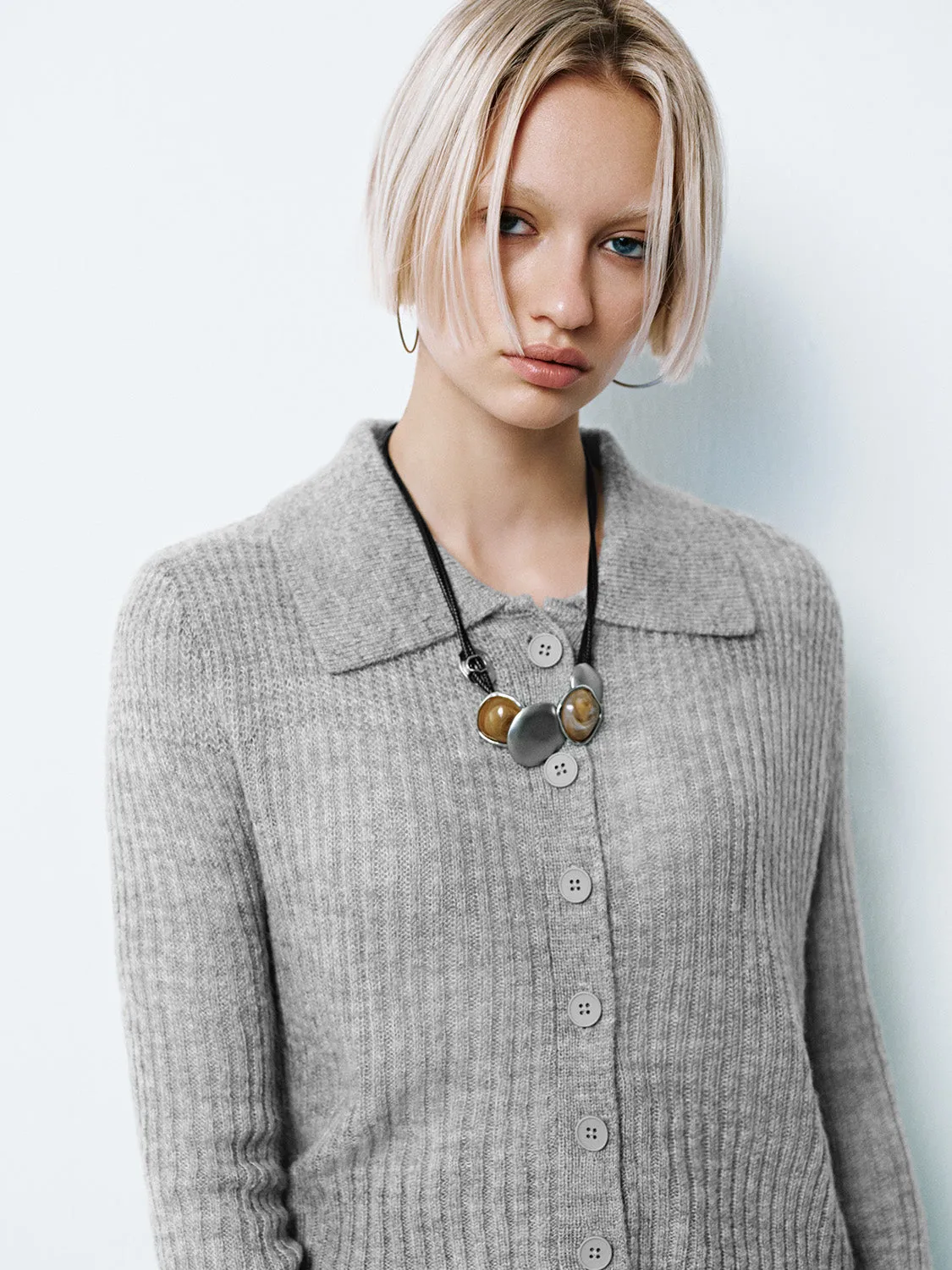 Button Up Shirt Collar Knitted Cardigans