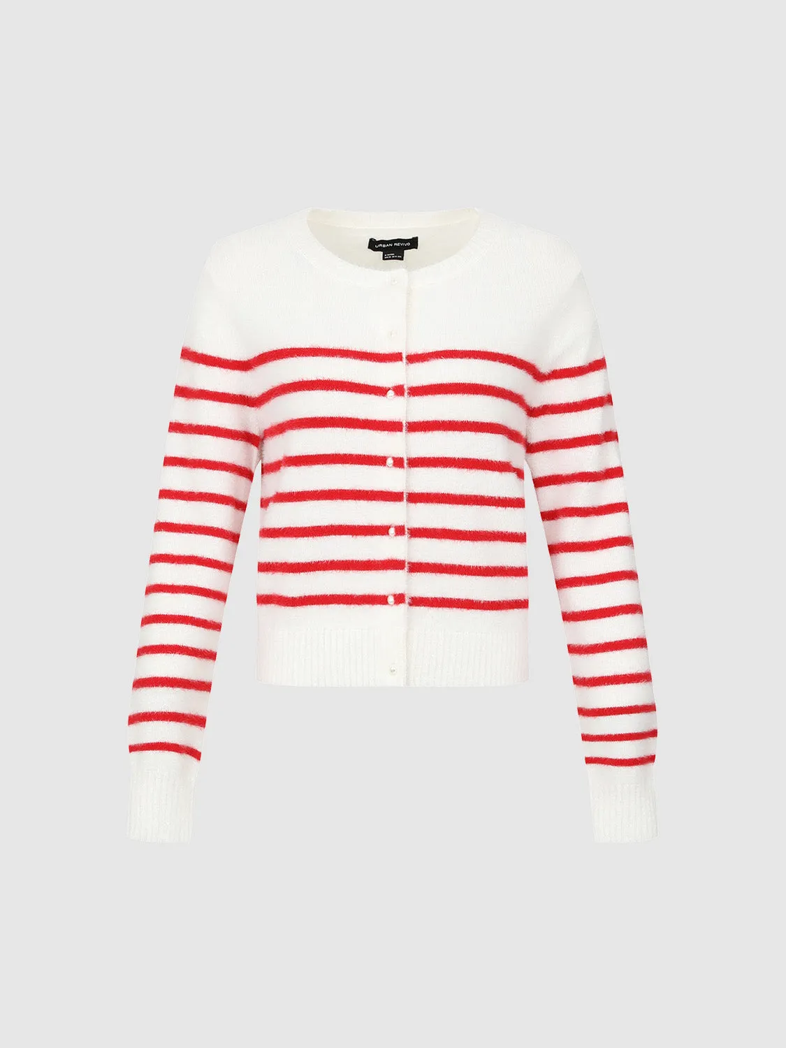 Button Up Striped Knitted Cardigans