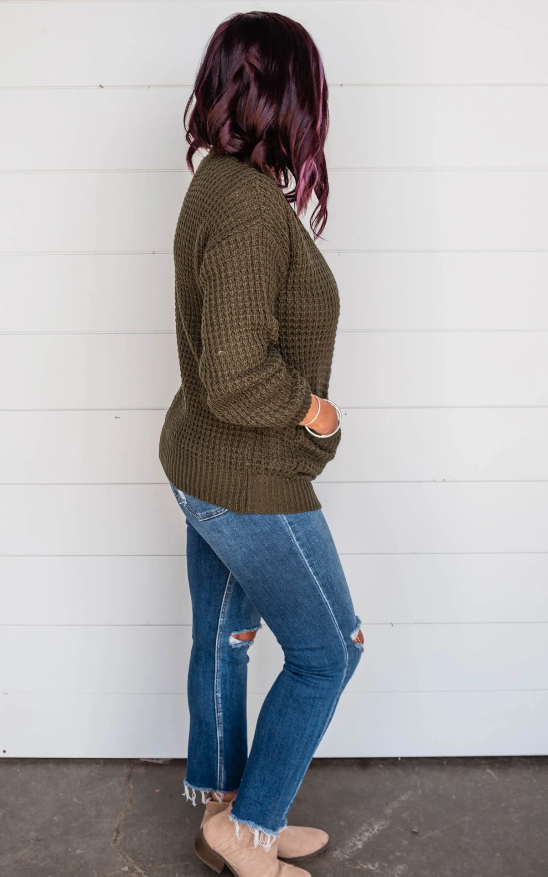 Button Up Waffle Cardigan - Final Sale