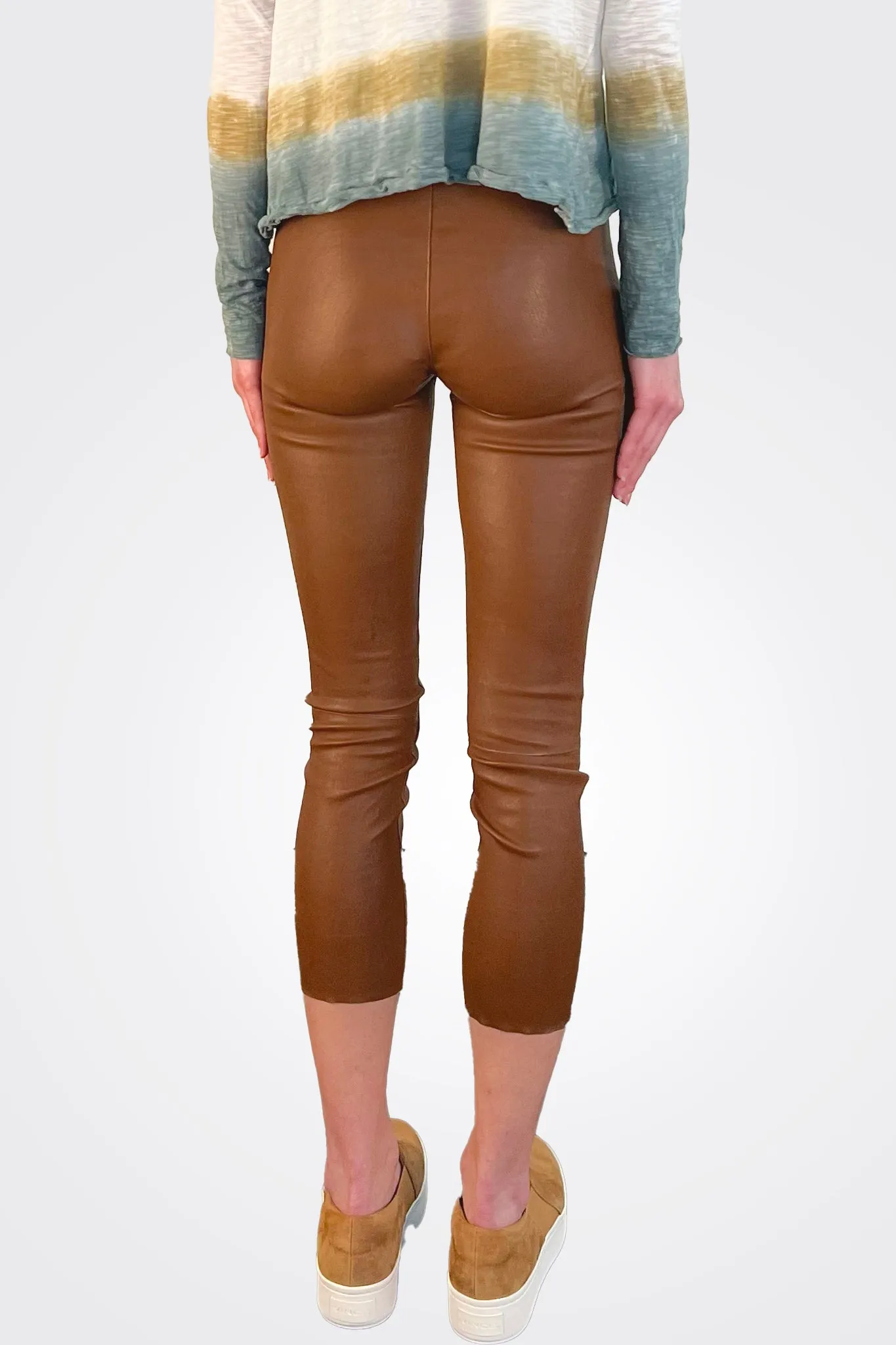 Capri Leather Legging - Dark Cognac