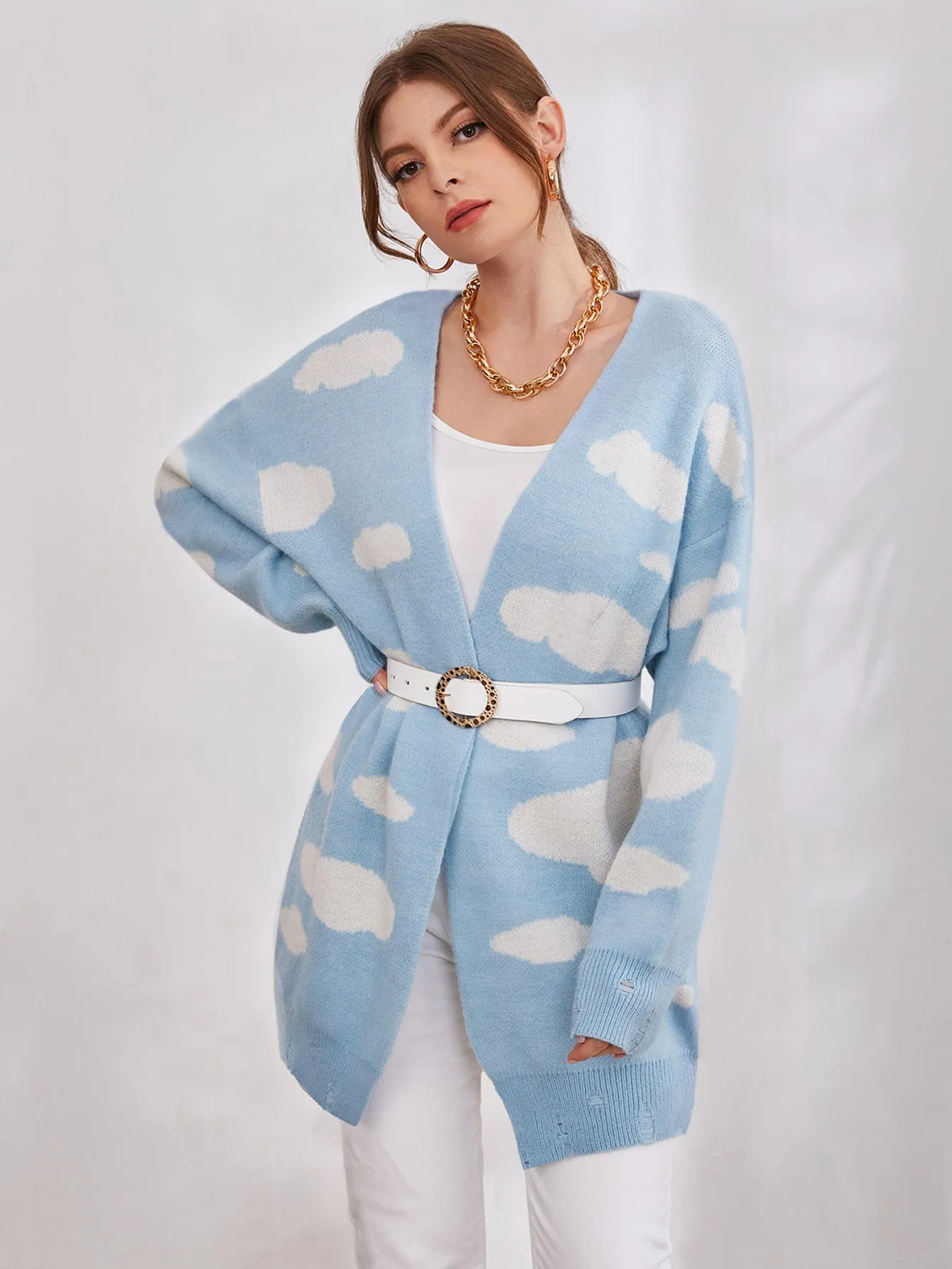 Casual Graphic Long Sleeve Short Women Cardigan