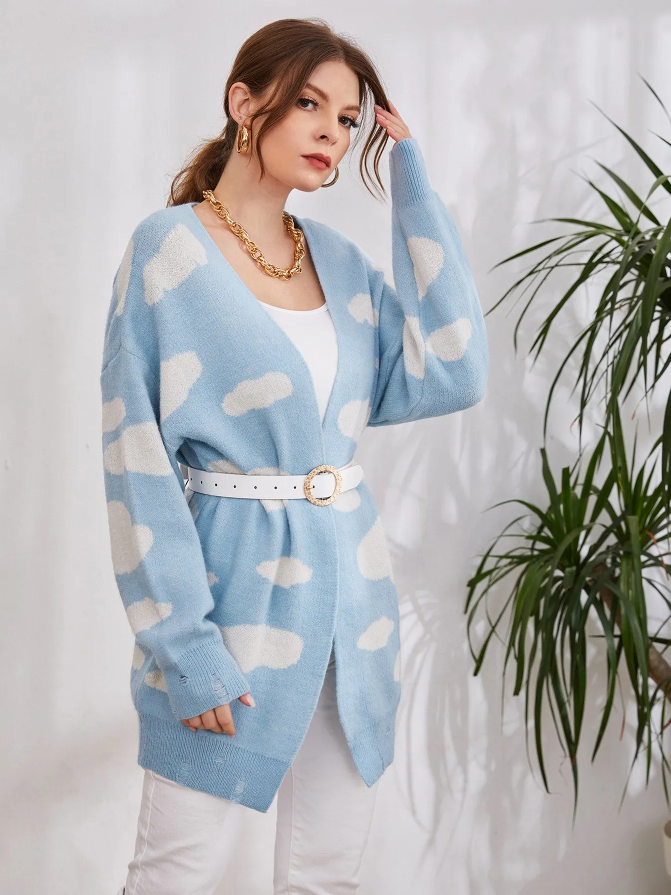 Casual Graphic Long Sleeve Short Women Cardigan