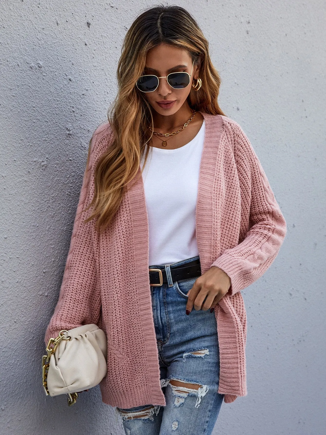 Casual Plain Long Sleeve Short Women Cardigan