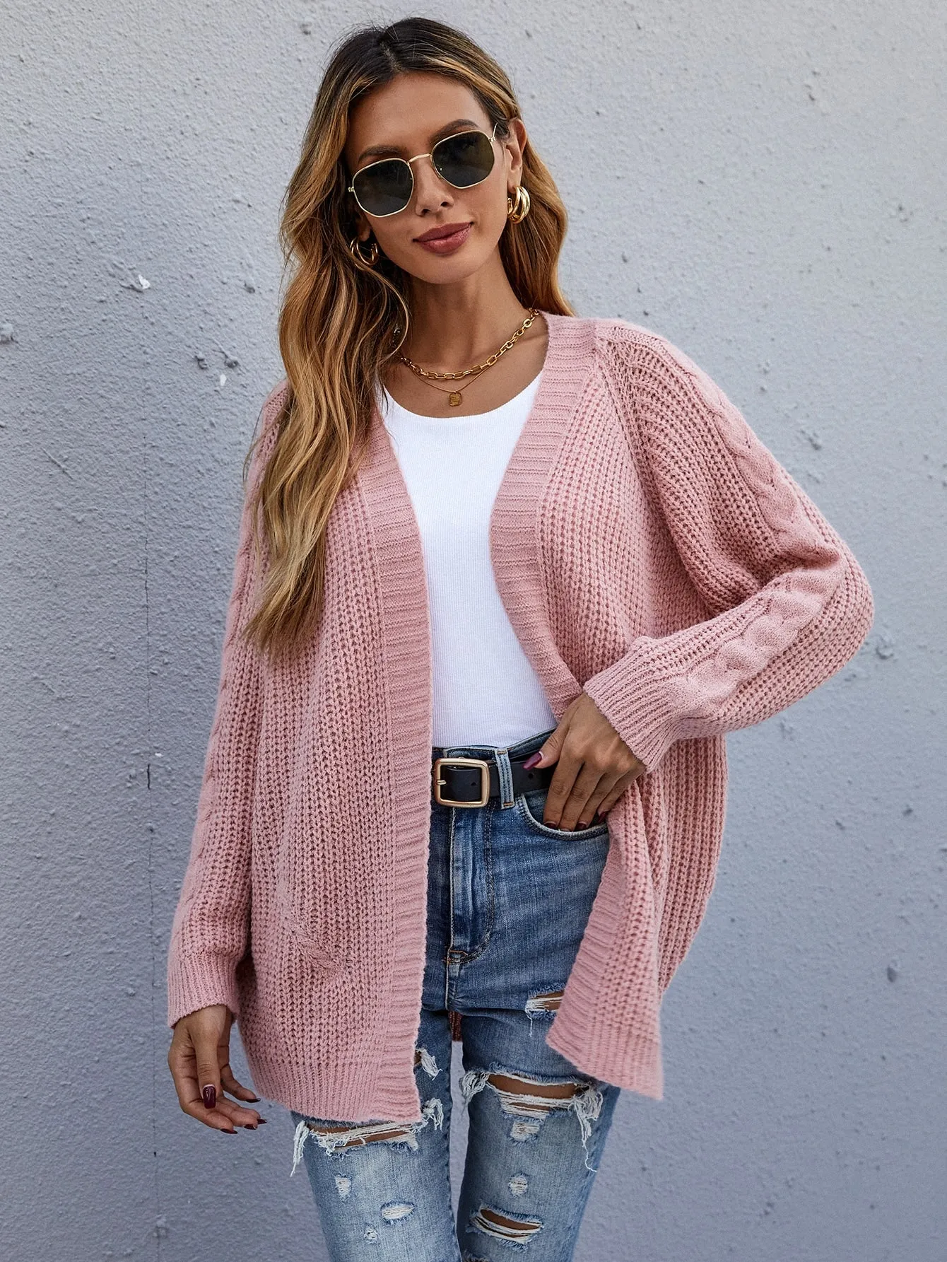 Casual Plain Long Sleeve Short Women Cardigan