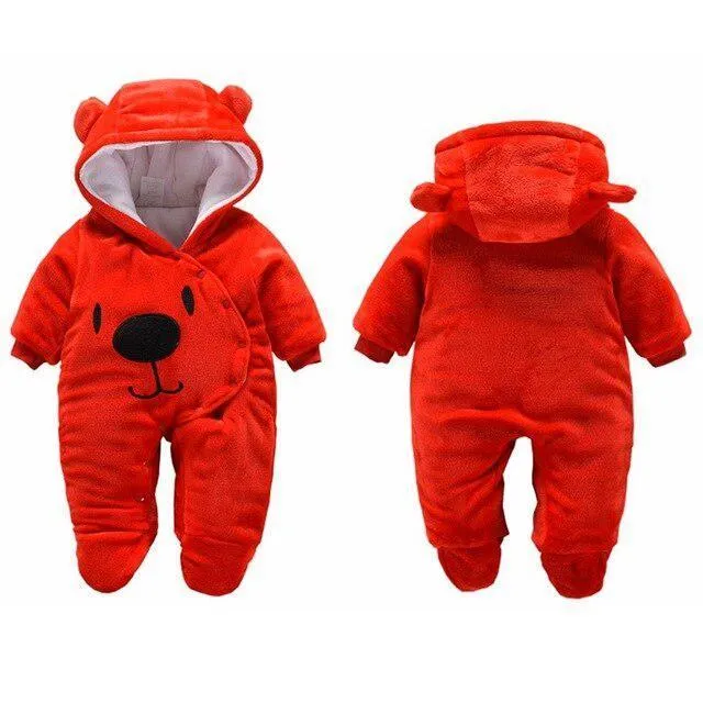 Charming Hooded Baby Rompers with Fun Cartoon Design - Easy Zipper for Quick Outfit Changes