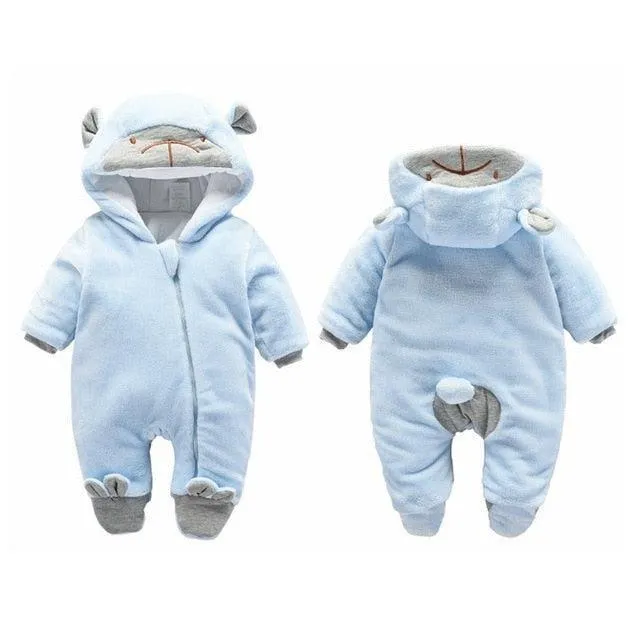 Charming Hooded Baby Rompers with Fun Cartoon Design - Easy Zipper for Quick Outfit Changes