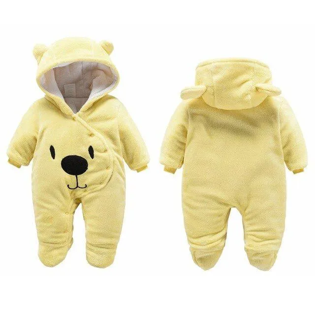 Charming Hooded Baby Rompers with Fun Cartoon Design - Easy Zipper for Quick Outfit Changes