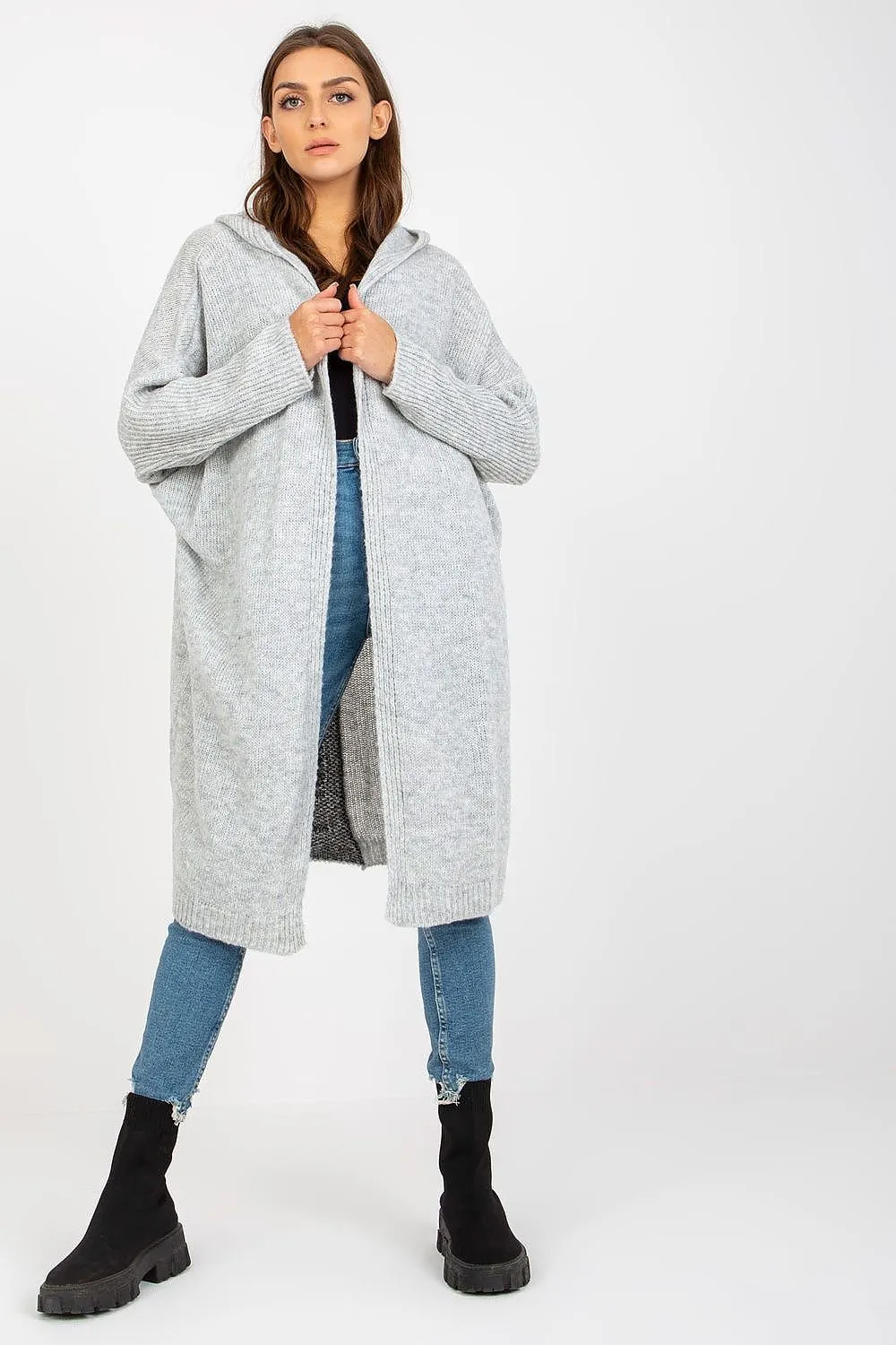 Chic Longline Hooded Knit Cardigan