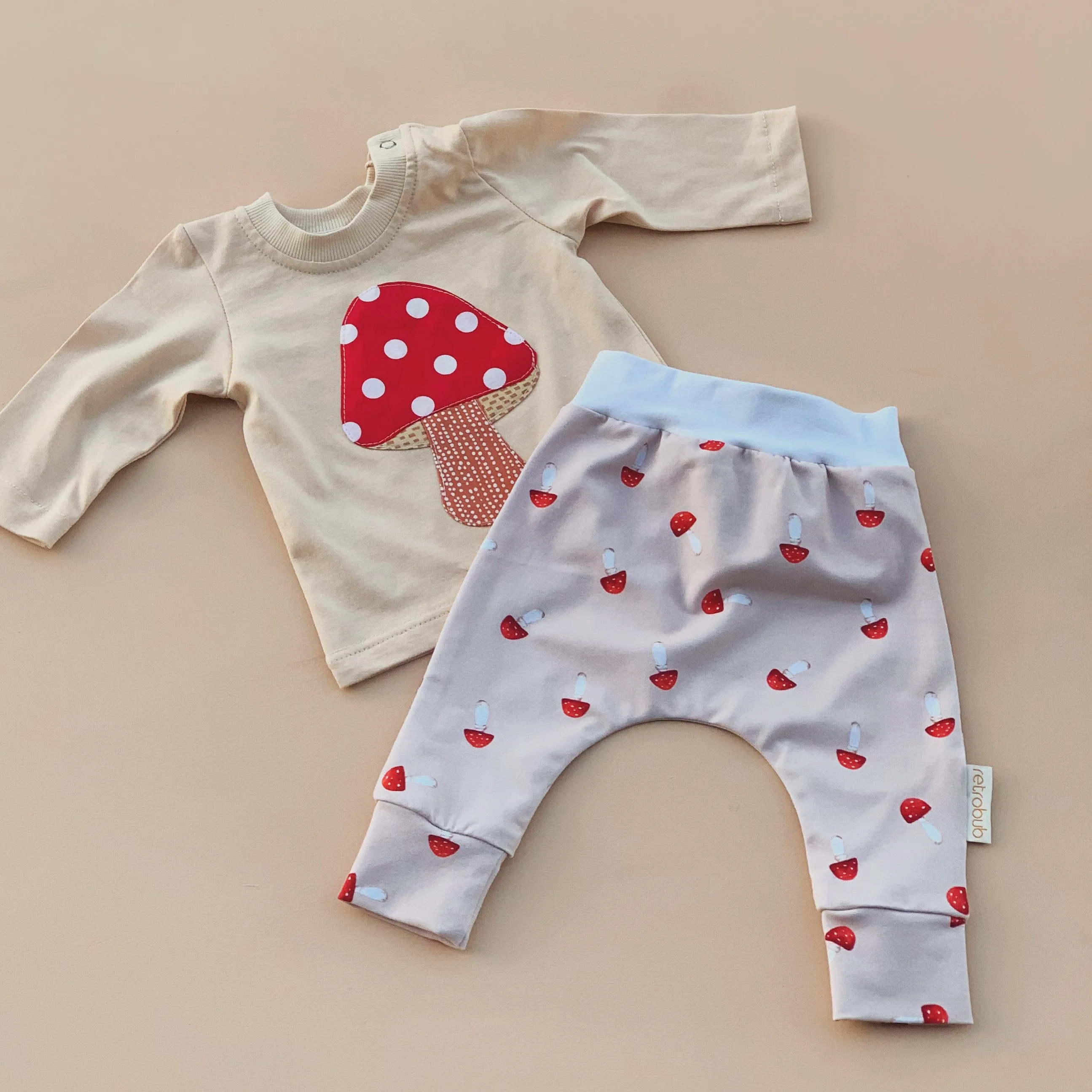 cream MUSHROOM baby harem leggings