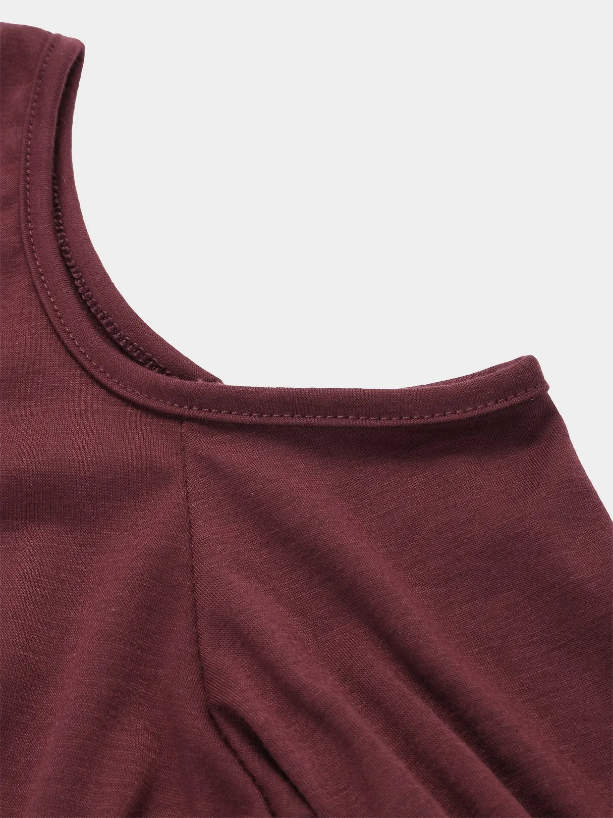 Custom Cold Shoulder Plain Cut Out Long Sleeve Burgundy T-Shirts