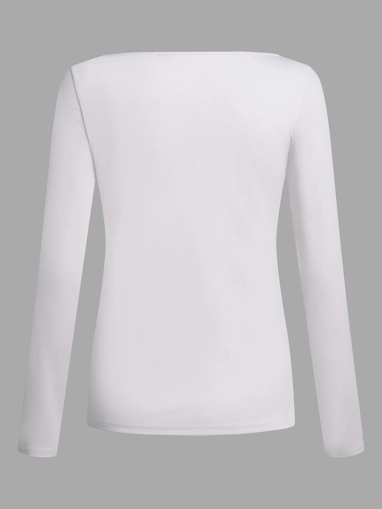 Custom Round Neck Plain Lace Hollow Cut Out Long Sleeve White T-Shirts