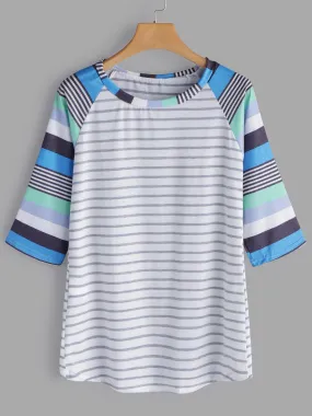 Custom Round Neck Stripe Half Sleeve T-Shirts