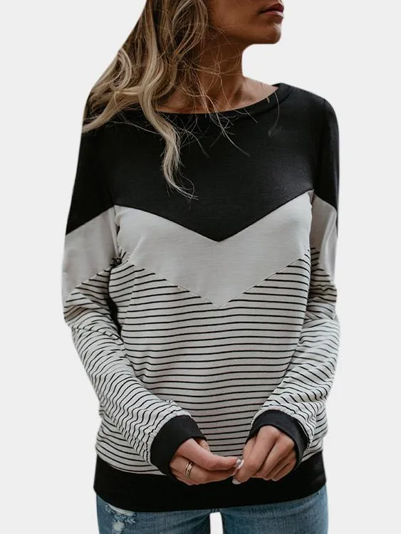 Custom Round Neck Stripe Long Sleeve Black T-Shirt