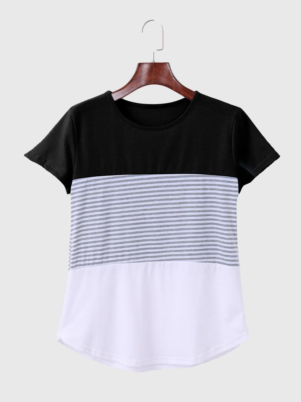 Custom Round Neck Stripe Short Sleeve Tee