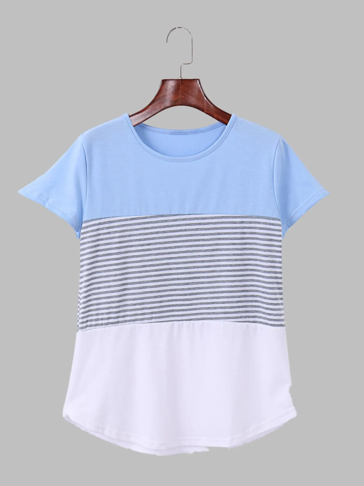 Custom Round Neck Stripe Short Sleeve Tee