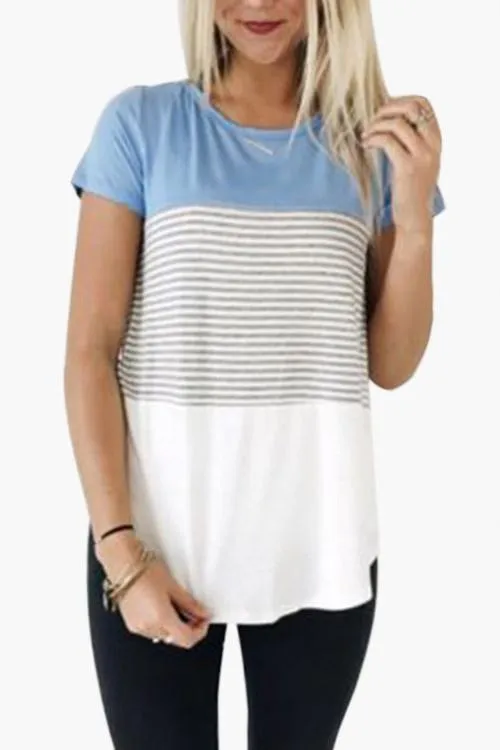 Custom Round Neck Stripe Short Sleeve Tee