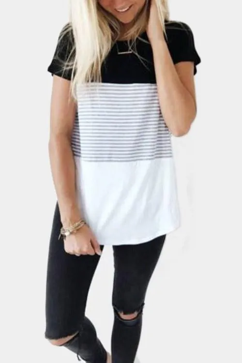 Custom Round Neck Stripe Short Sleeve Tee