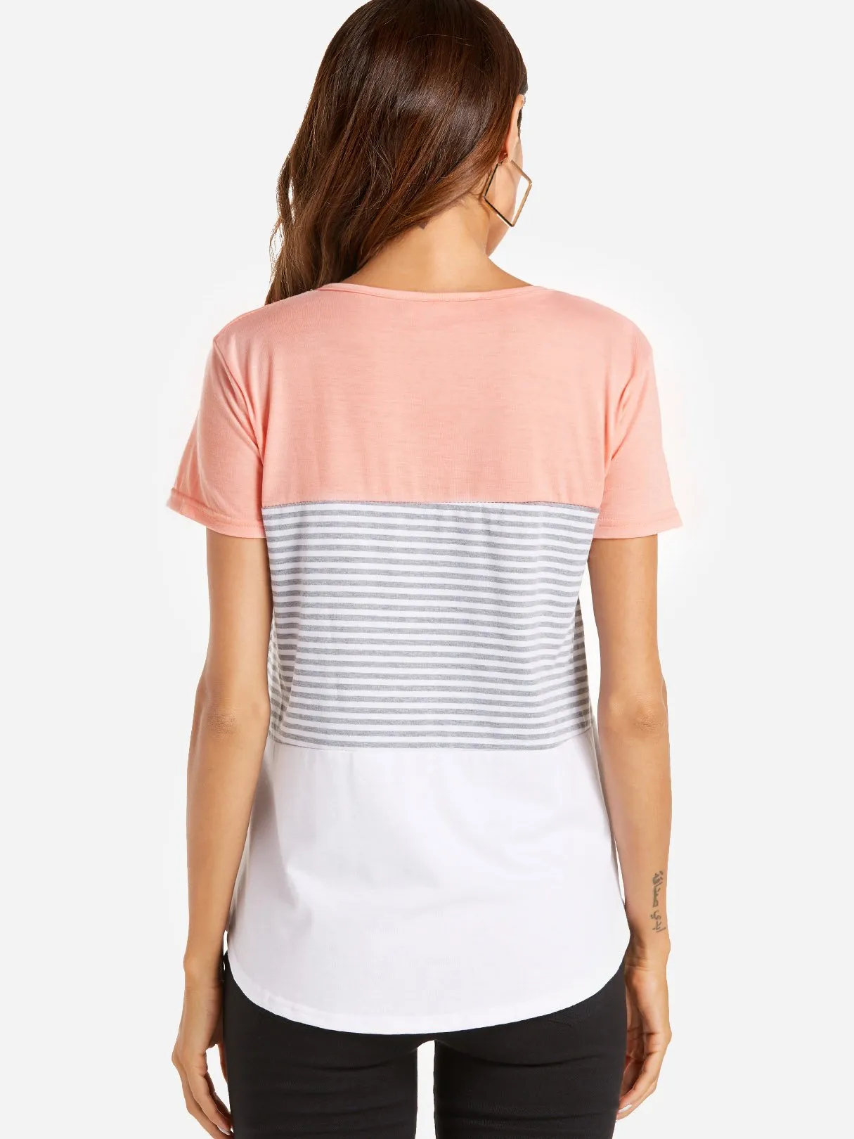 Custom Round Neck Stripe Short Sleeve Tee