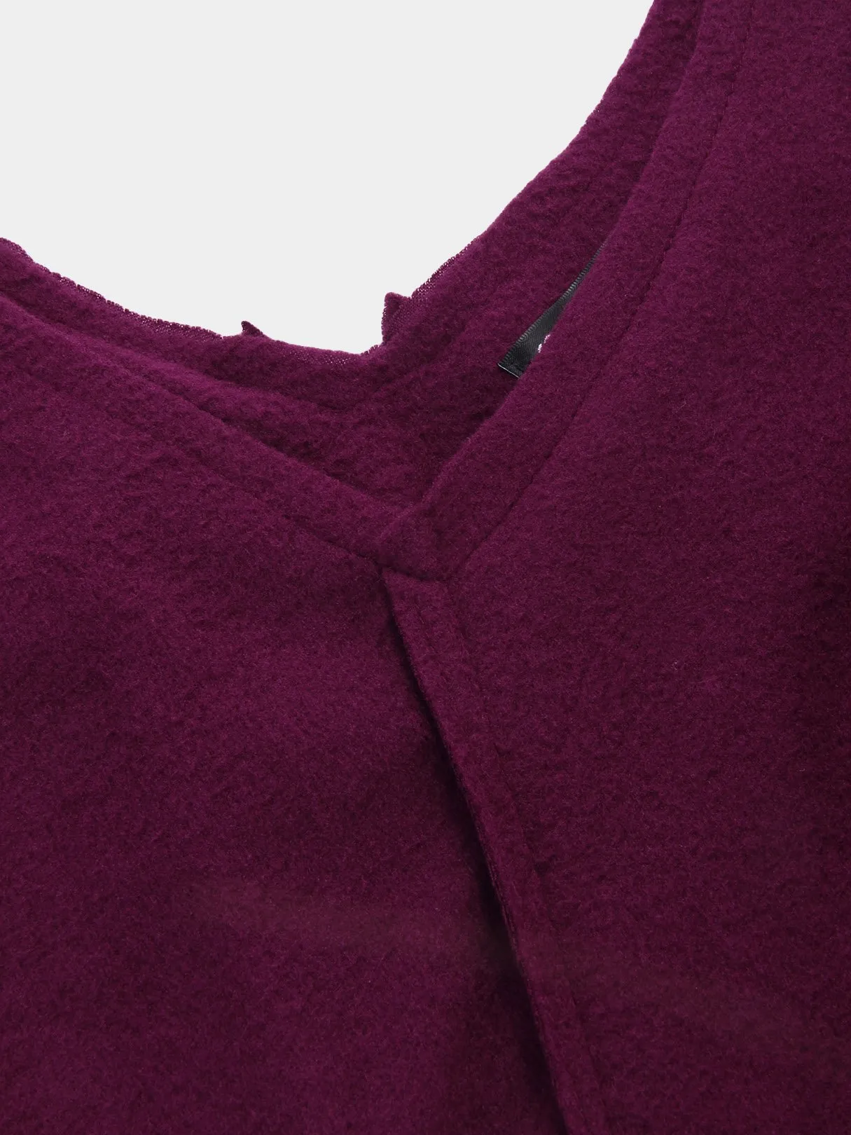 Custom V-Neck Plain Long Sleeve Slit Hem Burgundy T-Shirts