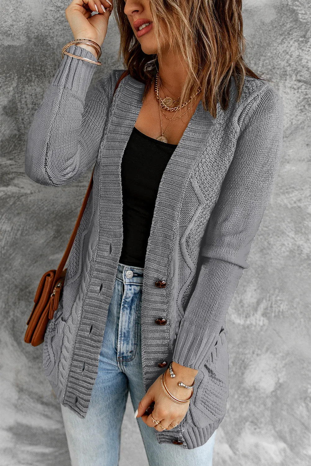 Dark Gray Closure Cardigan