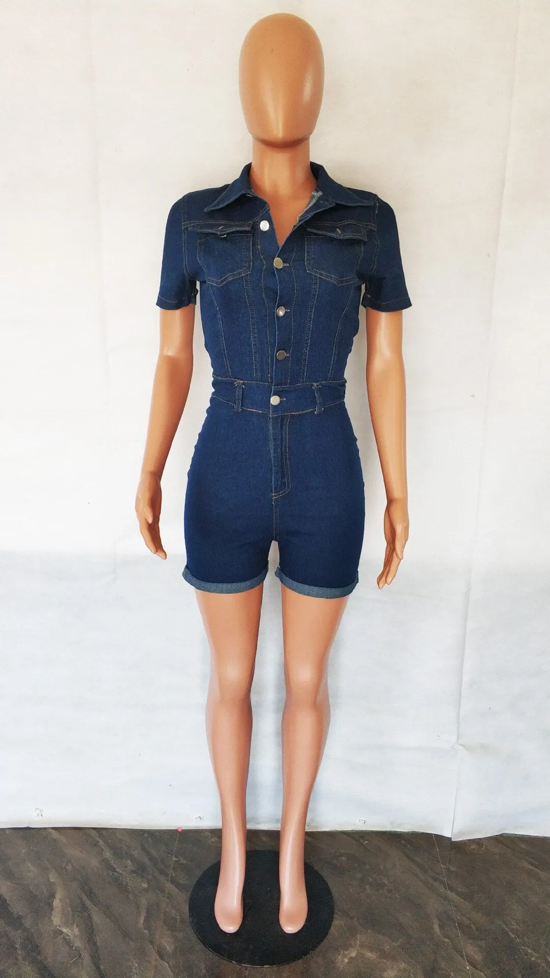 Denim Casual Bodycon Blue Jeans Romper Overalls