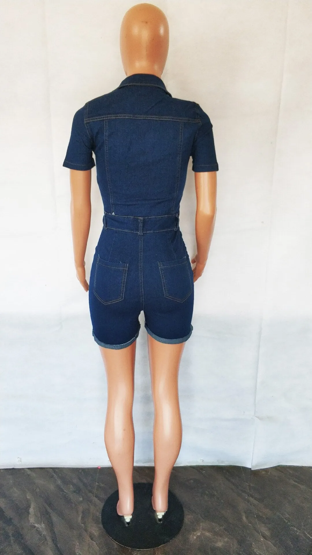 Denim Casual Bodycon Blue Jeans Romper Overalls