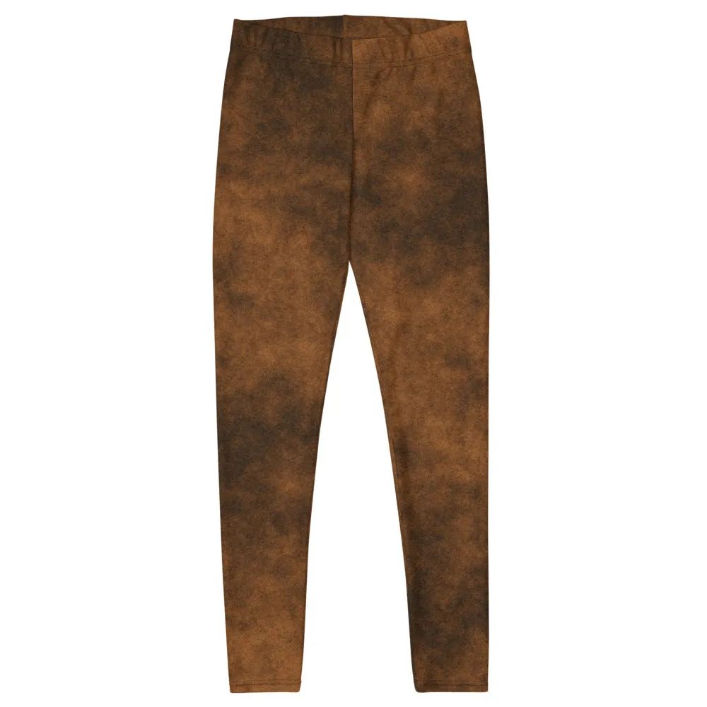 Distressed Brown Faux Leather Leggings