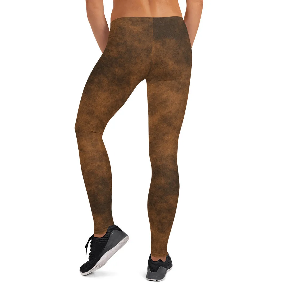 Distressed Brown Faux Leather Leggings