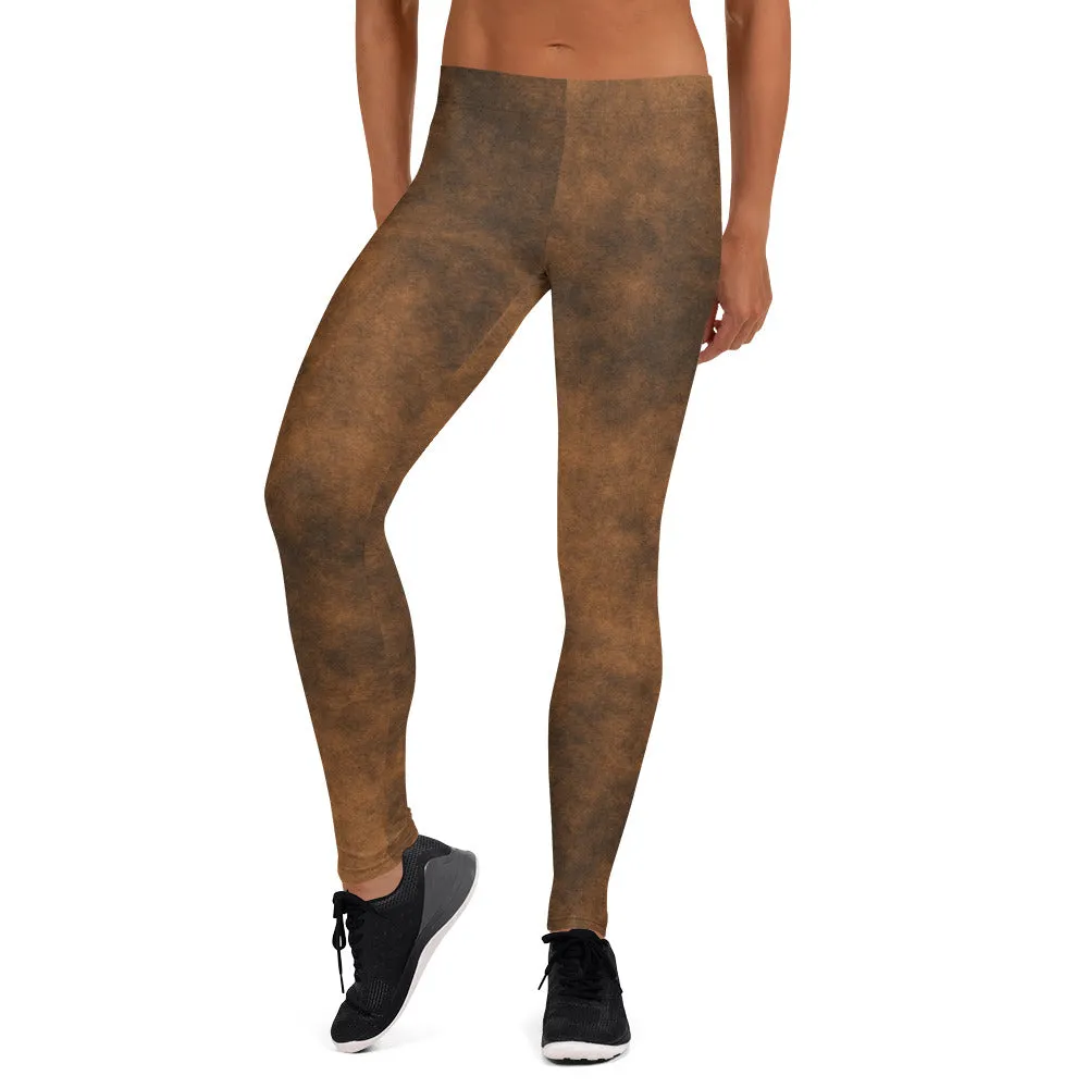 Distressed Brown Faux Leather Leggings