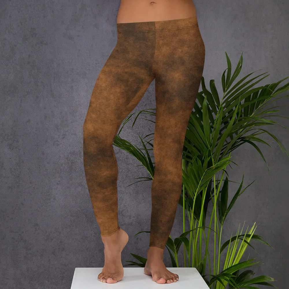 Distressed Brown Faux Leather Leggings