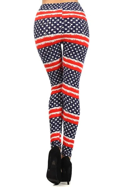 Distressed Flag Peach Skin Leggings