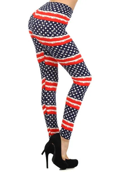 Distressed Flag Peach Skin Leggings