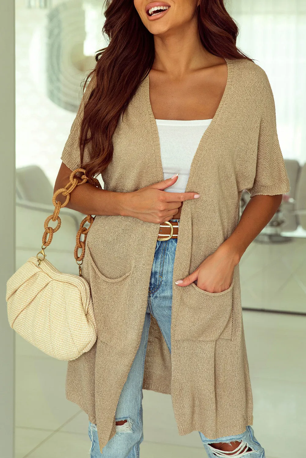 Dolman Half Sleeve Long Cardigan