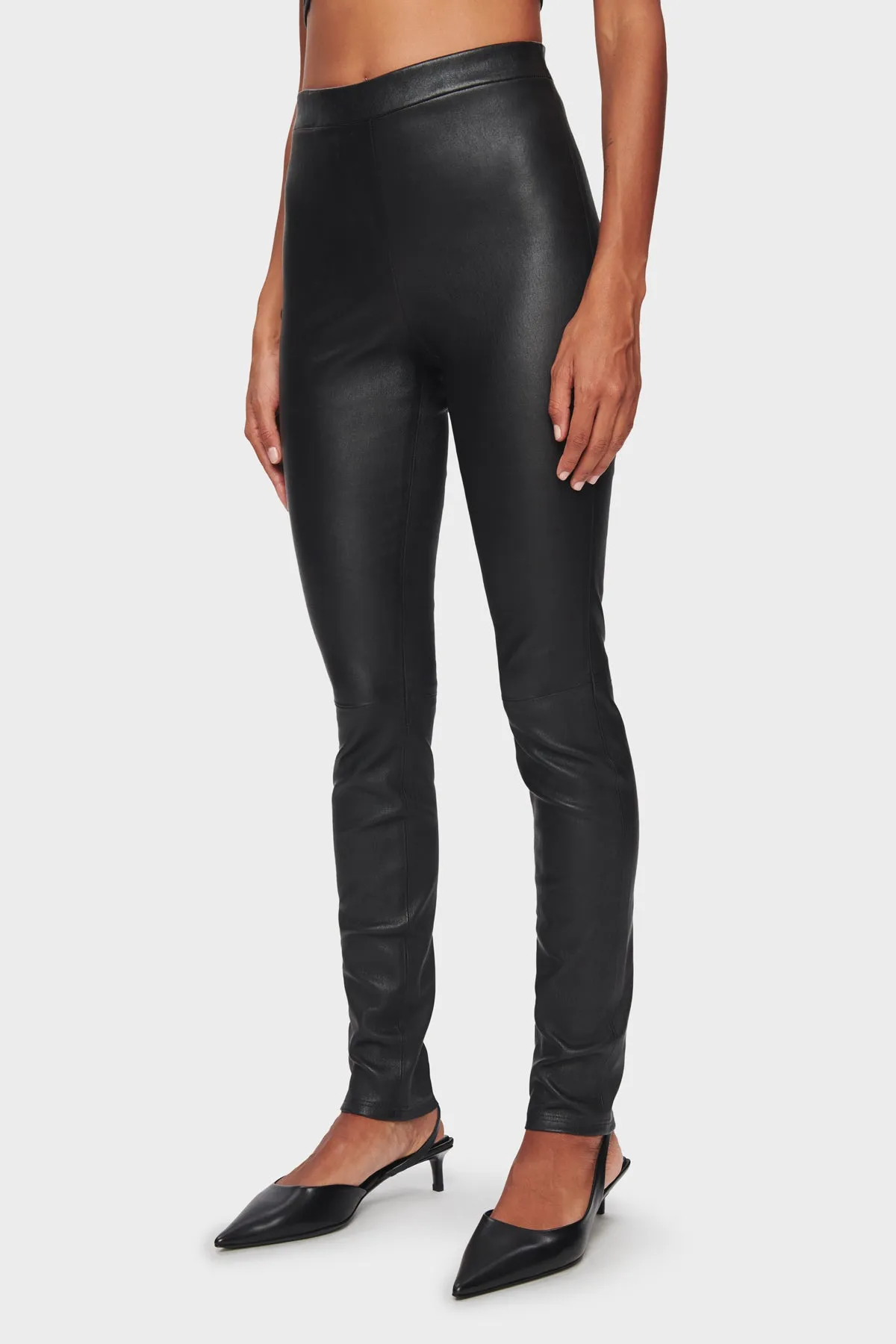 DSTLD Women's Leather Leggings in Black